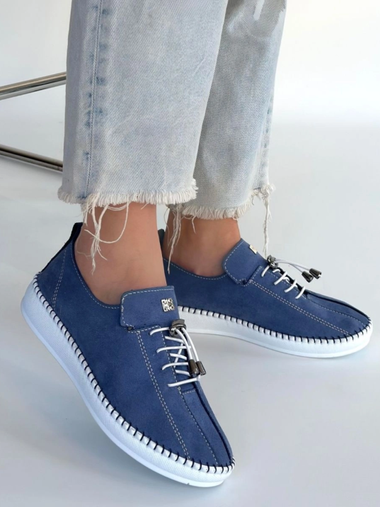 Warte Mavi Süet Bağcıklı Spor Ayakkabı