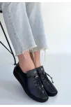 Warte Siyah Deri Bağcıklı Spor Ayakkabı