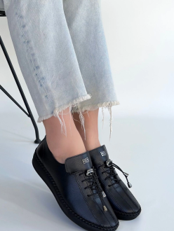 Warte Siyah Deri Bağcıklı Spor Ayakkabı