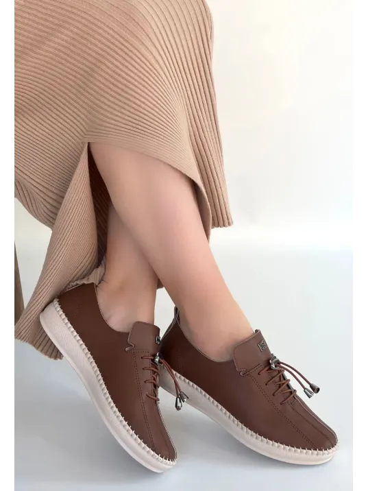 Warte Taba Deri Bağcıklı Spor Ayakkabı