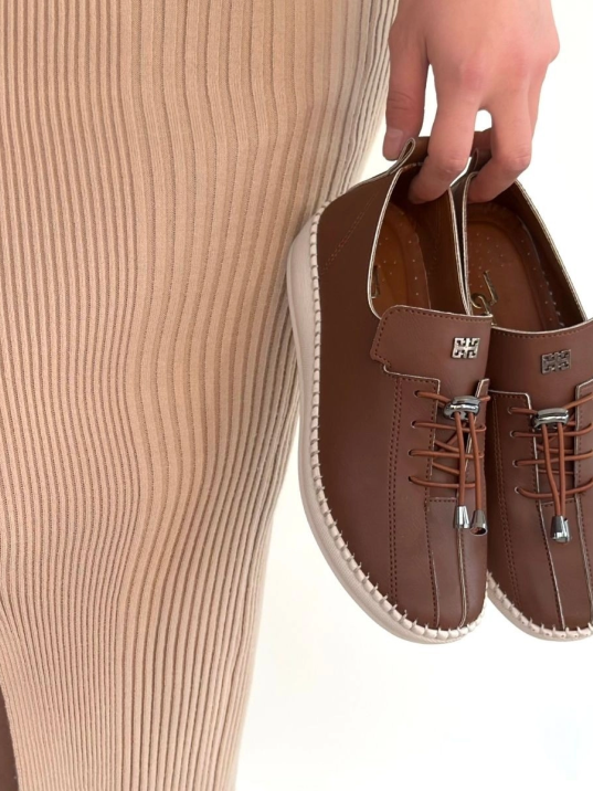 Warte Taba Deri Bağcıklı Spor Ayakkabı