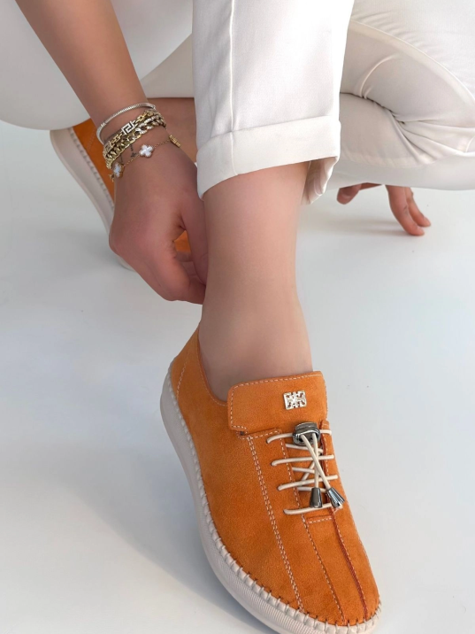 Warte Turuncu Süet Bağcıklı Spor Ayakkabı