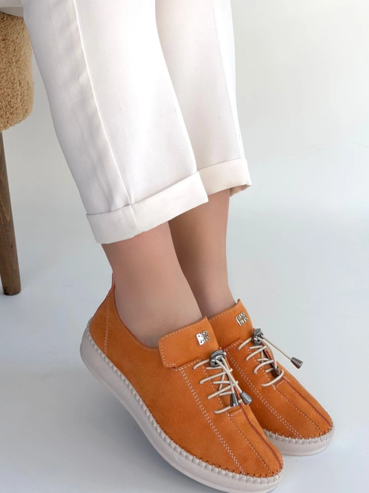 Warte Turuncu Süet Bağcıklı Spor Ayakkabı