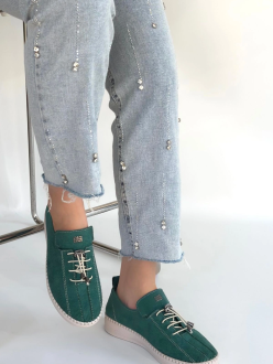 Warte Yeşil Süet Bağcıklı Spor Ayakkabı