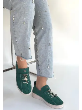 Warte Yeşil Süet Bağcıklı Spor Ayakkabı