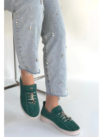 Warte Yeşil Süet Bağcıklı Spor Ayakkabı
