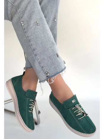 Warte Yeşil Süet Bağcıklı Spor Ayakkabı