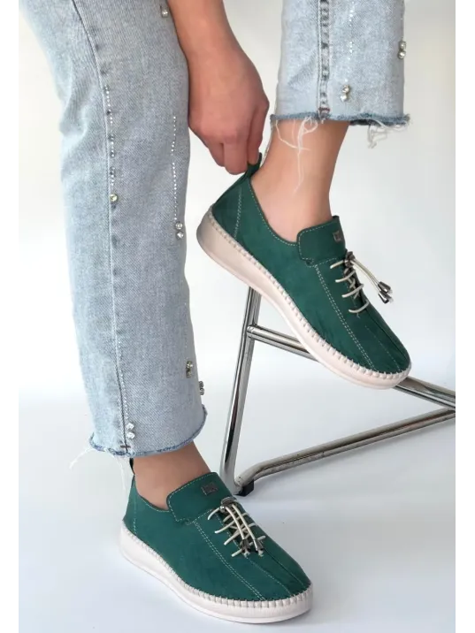 Warte Yeşil Süet Bağcıklı Spor Ayakkabı