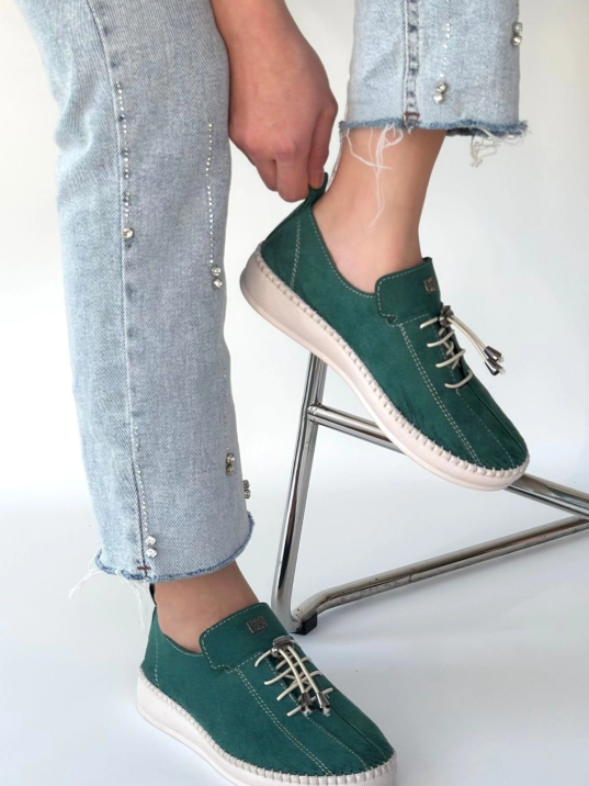 Warte Yeşil Süet Bağcıklı Spor Ayakkabı