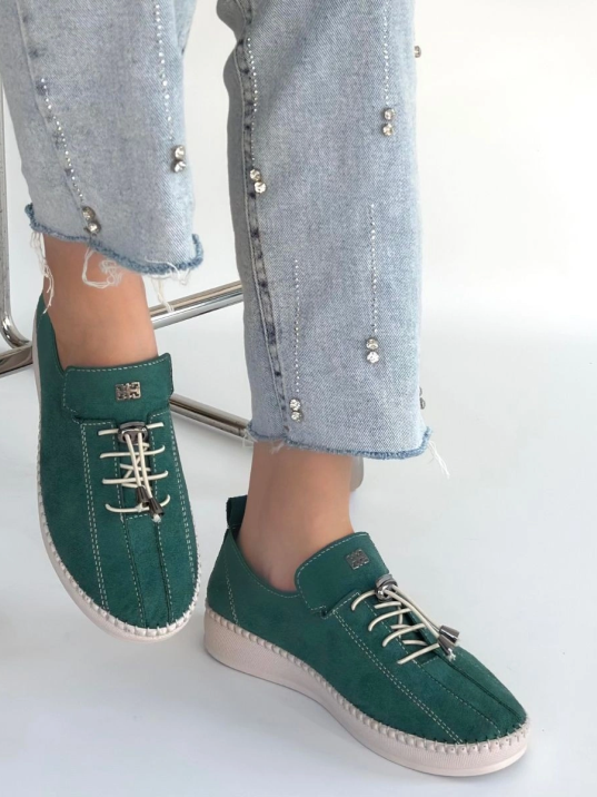 Warte Yeşil Süet Bağcıklı Spor Ayakkabı