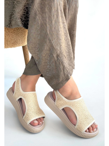 Wayi Bej Hasır Cilt Sandalet Wayi Bej Hasır Cilt Sandalet