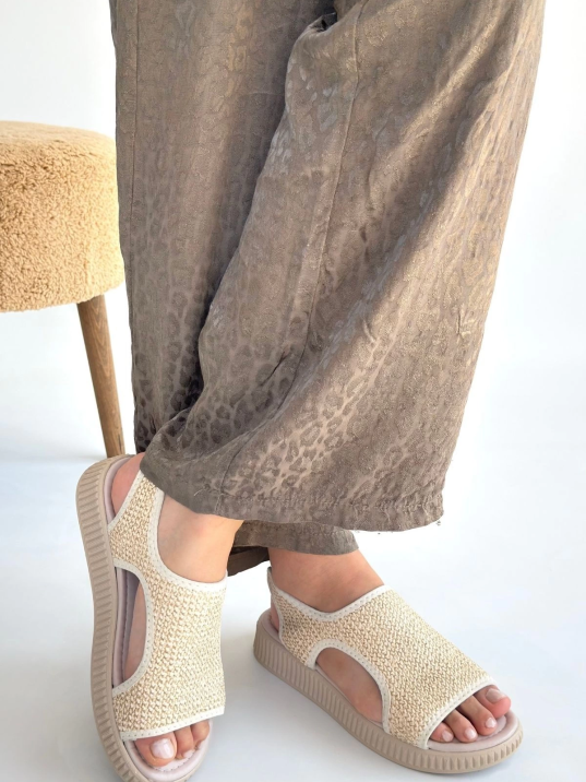 Wayi Bej Hasır Cilt Sandalet Wayi Bej Hasır Cilt Sandalet