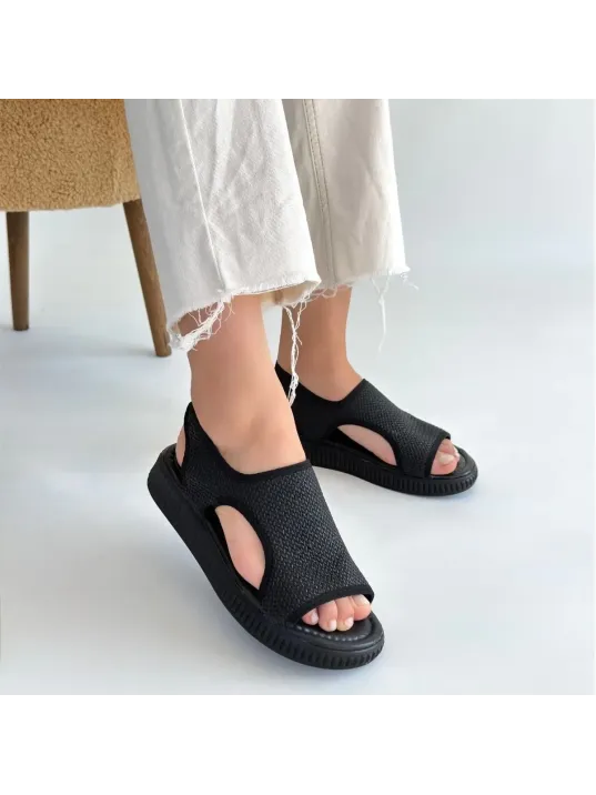 Wayi Siyah Hasır Cilt Sandalet Wayi Siyah Hasır Cilt Sandalet
