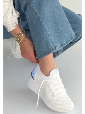 Weor Beyaz Triko Bağcıklı Spor Ayakkabı