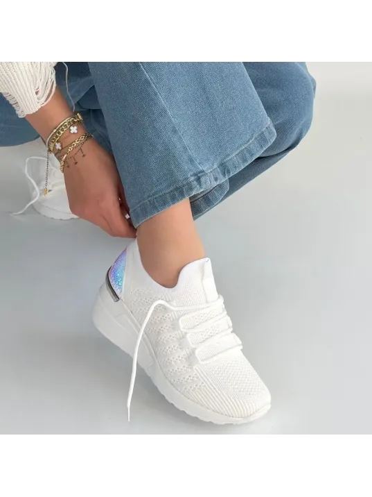 Weor Beyaz Triko Bağcıklı Spor Ayakkabı