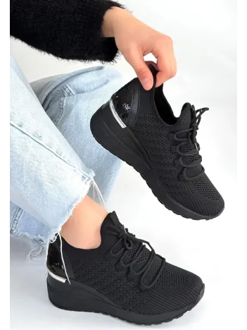 Weor Siyah Triko Bağcıklı Spor Ayakkabı