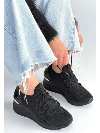 Weor Siyah Triko Bağcıklı Spor Ayakkabı