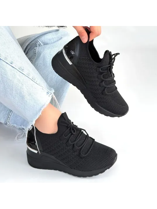 Weor Siyah Triko Bağcıklı Spor Ayakkabı