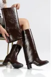 Wila Kahverengi Parlak Topuklu Tak Çıkar Çizme Wila Kahverengi Parlak Topuklu Tak Çıkar Çizme