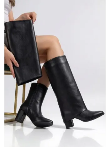 Wila Siyah Cilt Topuklu Tak Çıkar Çizme