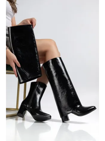 Wila Siyah Parlak Topuklu Tak Çıkar Çizme