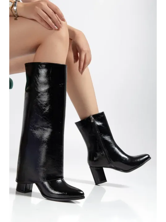 Wila Siyah Parlak Topuklu Tak Çıkar Çizme Wila Siyah Parlak Topuklu Tak Çıkar Çizme