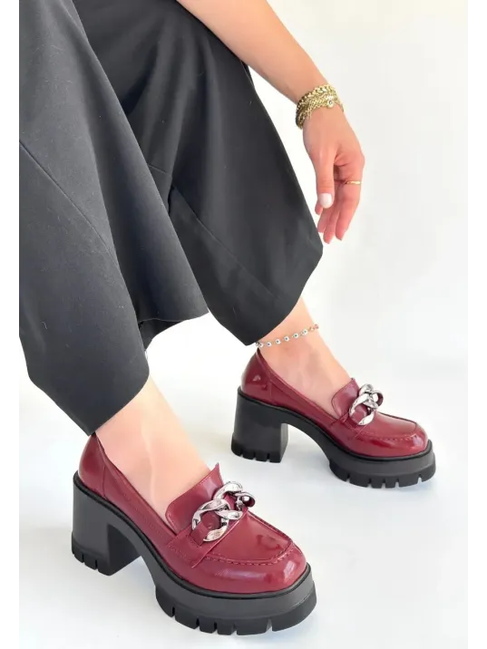 Winar Bordo Rugan Doldu Topuk Ayakkabı Winar Bordo Rugan Doldu Topuk Ayakkabı