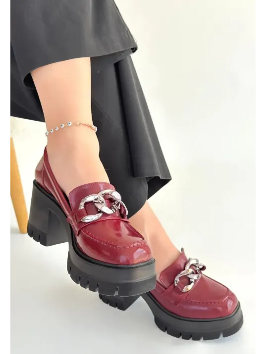 Winar Bordo Rugan Doldu Topuk Ayakkabı Winar Bordo Rugan Doldu Topuk Ayakkabı