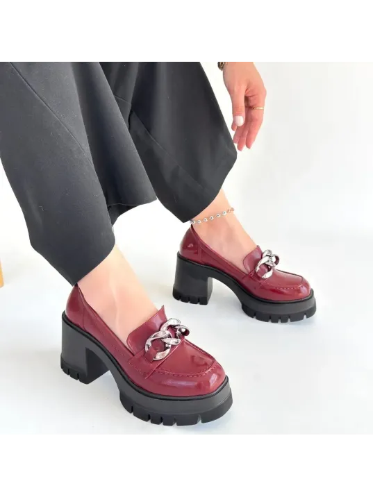 Winar Bordo Rugan Doldu Topuk Ayakkabı Winar Bordo Rugan Doldu Topuk Ayakkabı