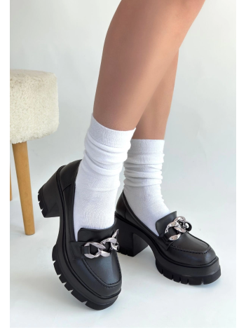 Winar Siyah Cilt Doldu Topuk Ayakkabı Winar Siyah Cilt Doldu Topuk Ayakkabı