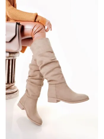 Winda Bej Süet Körüklü Çizme Winda Bej Süet Körüklü Çizme
