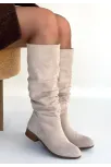 Winda Bej Süet Körüklü Topuklu Çizme Winda Bej Süet Körüklü Topuklu Çizme