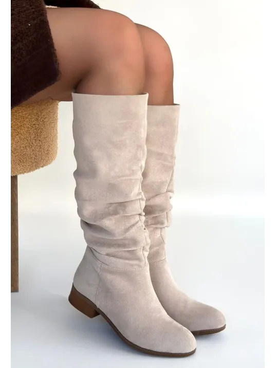 Winda Bej Süet Körüklü Topuklu Çizme Winda Bej Süet Körüklü Topuklu Çizme