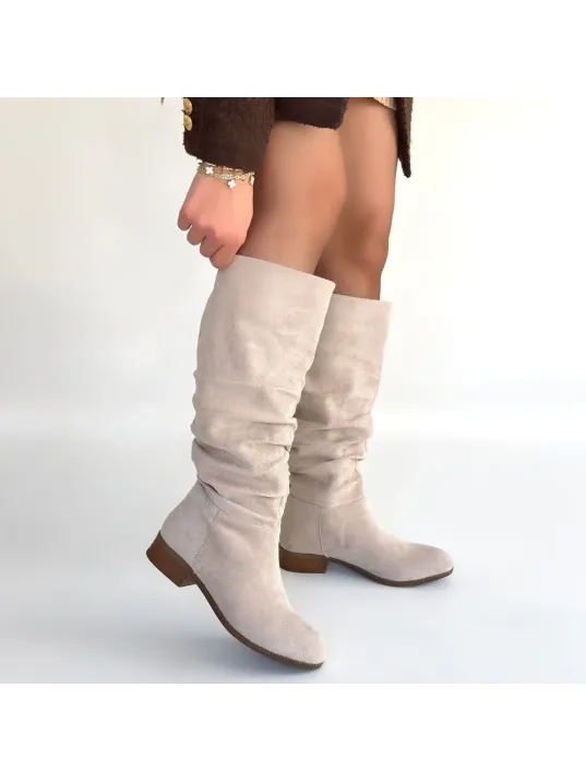 Winda Bej Süet Körüklü Topuklu Çizme Winda Bej Süet Körüklü Topuklu Çizme