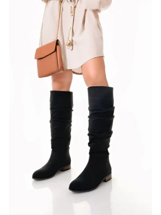 Winda Siyah Süet Körüklü Çizme Winda Siyah Süet Körüklü Çizme