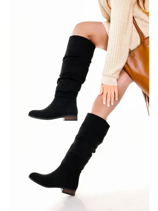 Winda Siyah Süet Körüklü Çizme Winda Siyah Süet Körüklü Çizme