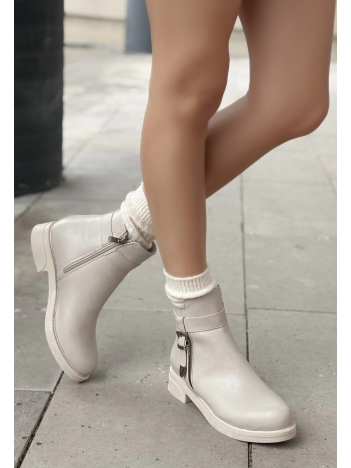 Wiota Bej Cilt Topuklu Bot Wiota Bej Cilt Topuklu Bot