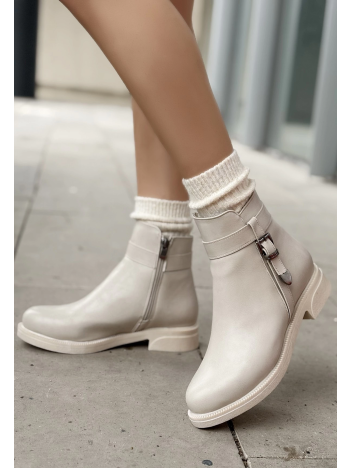 Wiota Bej Cilt Topuklu Bot Wiota Bej Cilt Topuklu Bot