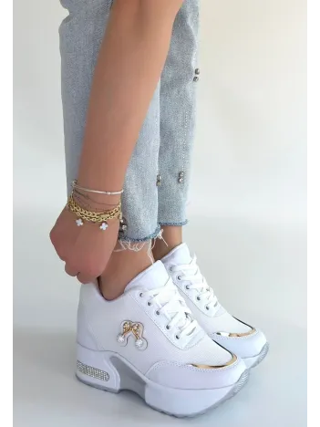 Wody Beyaz Cilt Simli Bağcıklı Spor Ayakkabı Wody Beyaz Cilt Simli Bağcıklı Spor Ayakkabı