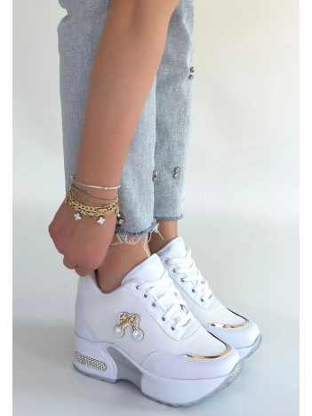 Wody Beyaz Cilt Simli Bağcıklı Spor Ayakkabı