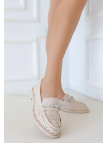 Woni Bej Cilt Babet Ayakkabı Woni Bej Cilt Babet Ayakkabı