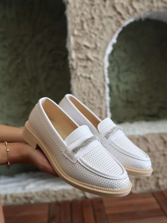 Woni Beyaz Cilt Babet Ayakkabı