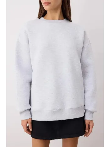 3 İplik Şardonlu Bisiklet Yaka Sweatshirt Gri