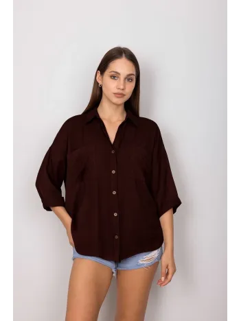 Cepli Salaş Gömlek Koyu Kahve T1010