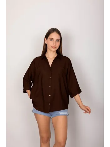 Cepli Salaş Gömlek Koyu Kahve T1010