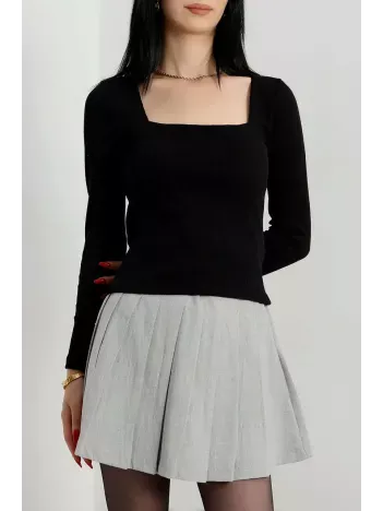 Çerçeve Yaka Kaşkorse Bluz Siyah