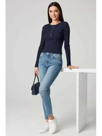 Çıtçıt Detaylı Bluz Lacivert T4343