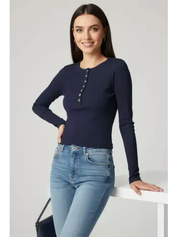 Çıtçıt Detaylı Bluz Lacivert T4343