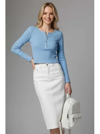 Çıtçıt Detaylı Bluz Mavi T4343