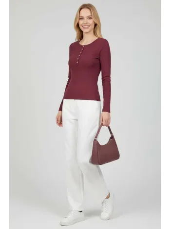 Çıtçıt Detaylı Bluz Mürdüm T4343